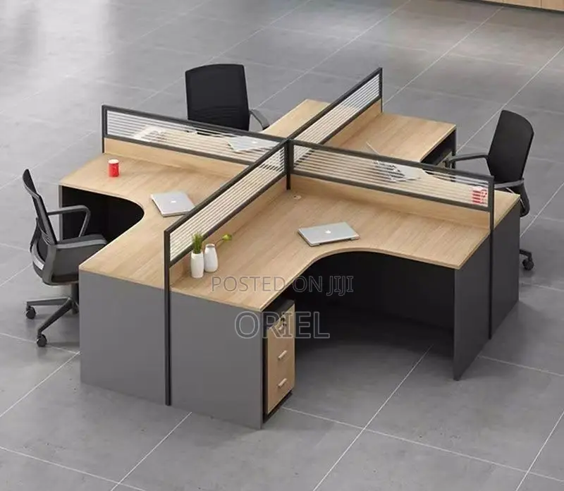 Office Workstation : 4-Way Cubicle Staff Modular Office Workstation