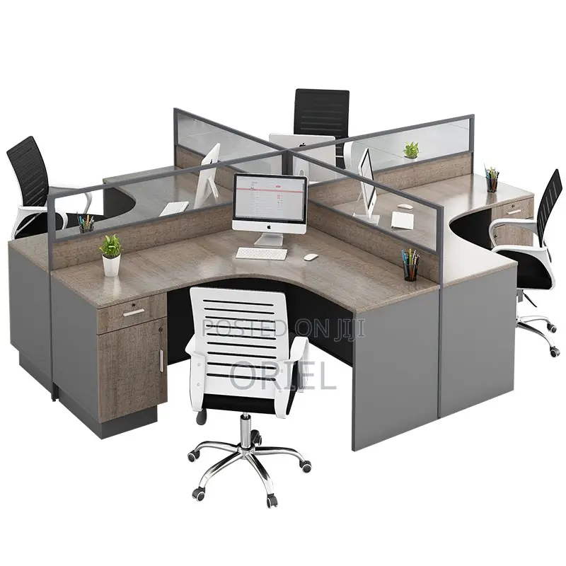 Office Workstation : 4-Way Cubicle Staff Modular Office Workstation