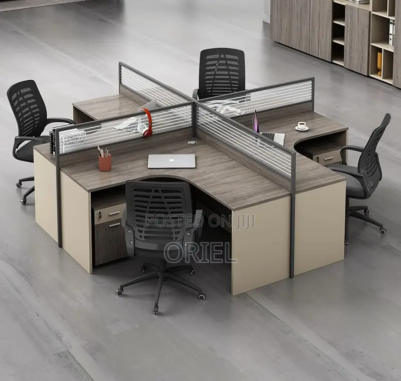 Office Workstation : 4-Way Cubicle Staff Modular Office Workstation