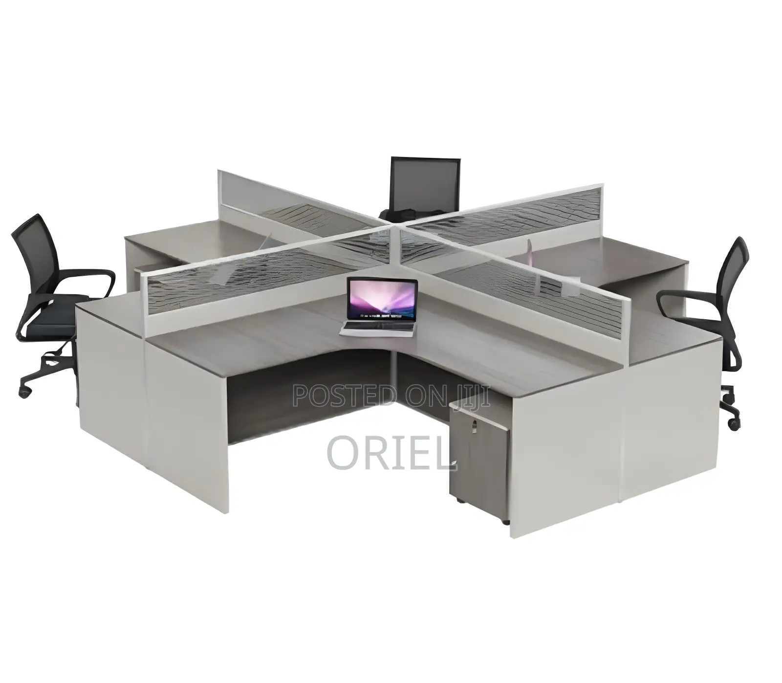 Office Workstation : 4-Way Cubicle Staff Modular Office Workstation