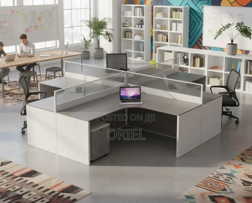Office Workstation : 4-Way Cubicle Staff Modular Office Workstation