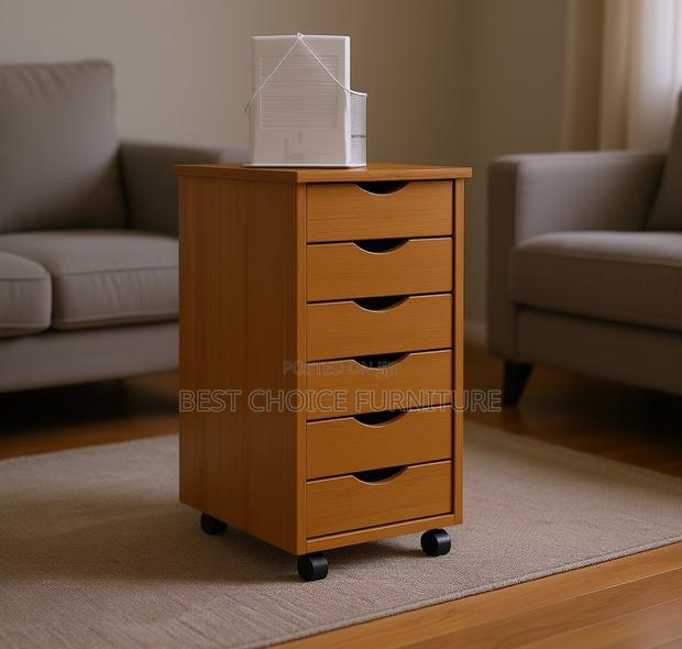 Office Cabinet; 6 Drawer Wooden Rolling Drawer Storage Office Cabinet