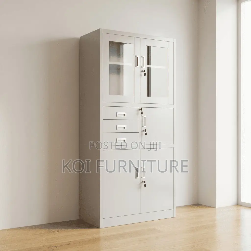Office Cabinet : Metallic Filing Cabinet With a Built-in Safe