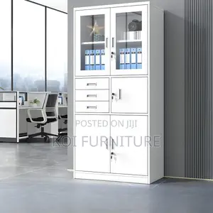 Office Cabinet : Metallic Filing Cabinet With a Built-in Safe
