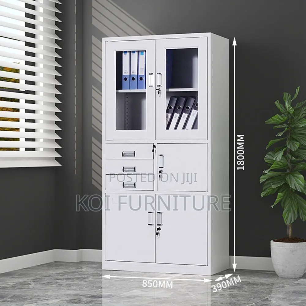Office Cabinet : Metallic Filing Cabinet With a Built-in Safe