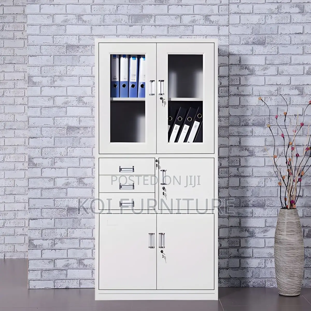 Office Cabinet : Metallic Filing Cabinet With a Built-in Safe