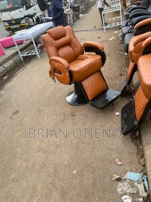 Brown Leather Flap Kinyozi Chairs