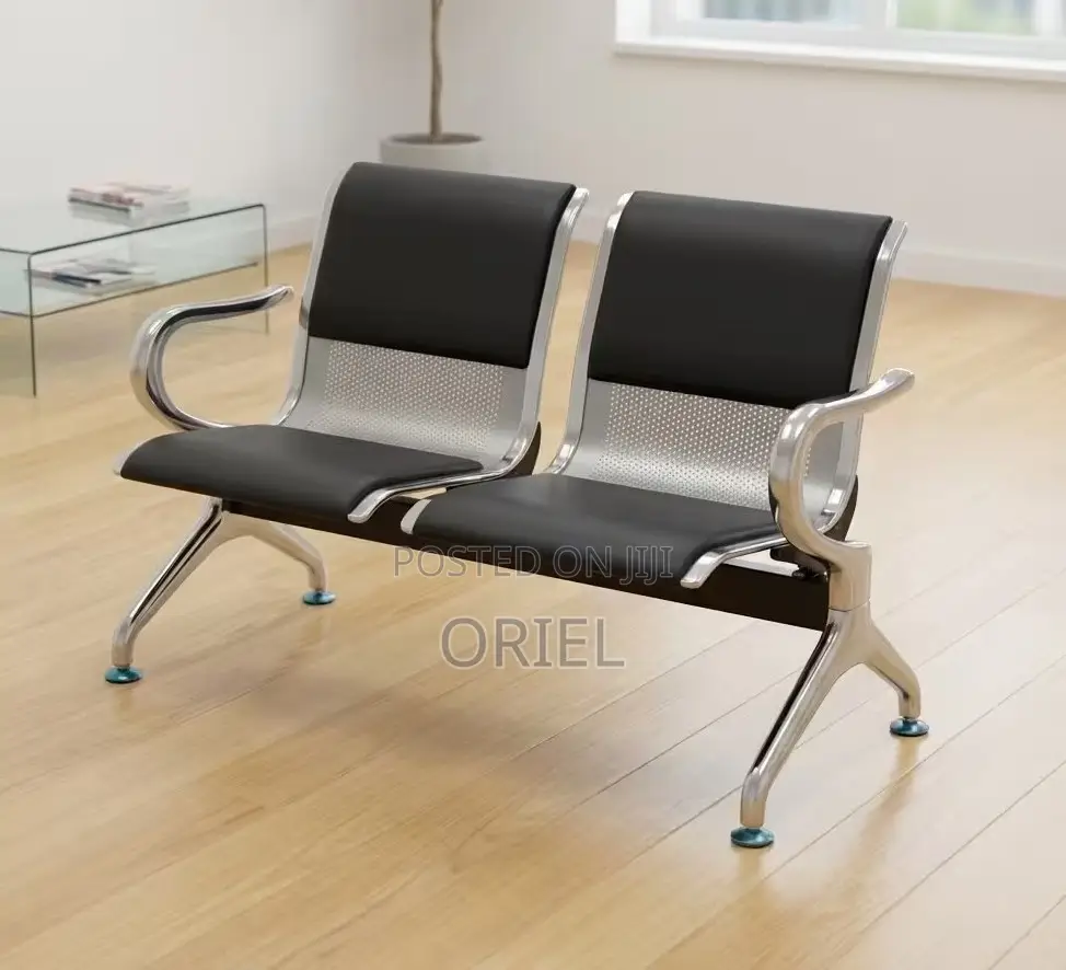 Modern Office Bench : 2-Seater Padded Office Reception Waiting Bench