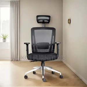 Office Chair : Executive High Back Office Chair-Black-Chrome Base