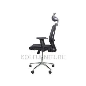 Office Chair : Executive High Back Office Chair-Black-Chrome Base