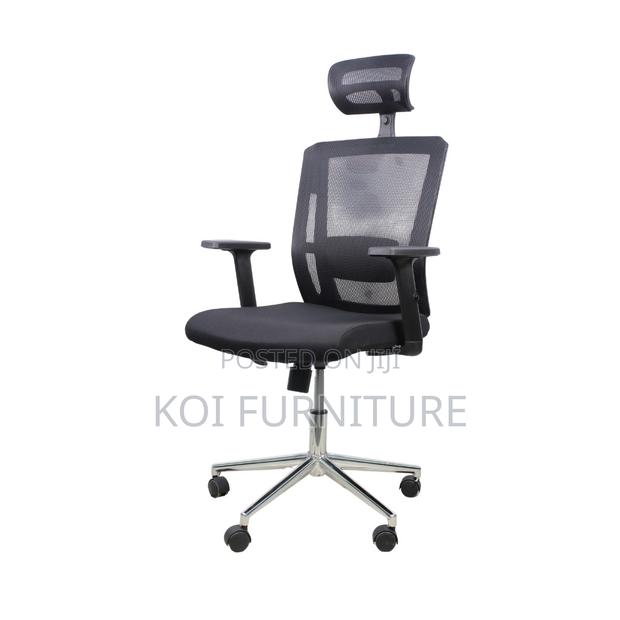 Office Chair : Executive High Back Office Chair-Black-Chrome Base - thumbnail 6