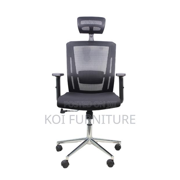 Office Chair : Executive High Back Office Chair-Black-Chrome Base - thumbnail 7