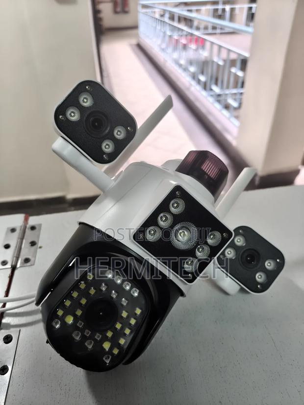 White Triple Lens CCTV Smart Net With Alarm System - main view