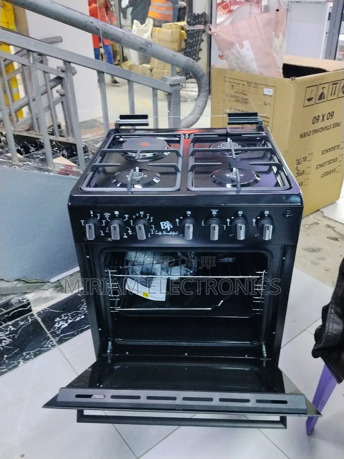 BJS 60cm*60cm, 3 Gas Jet Burners + 1 Rapid Hot Plate Standing Cooker