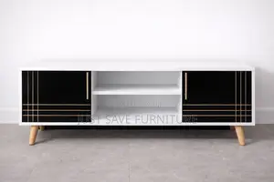 Modern Tv Stand With Storage–Elegant Black White Entertainment Unit