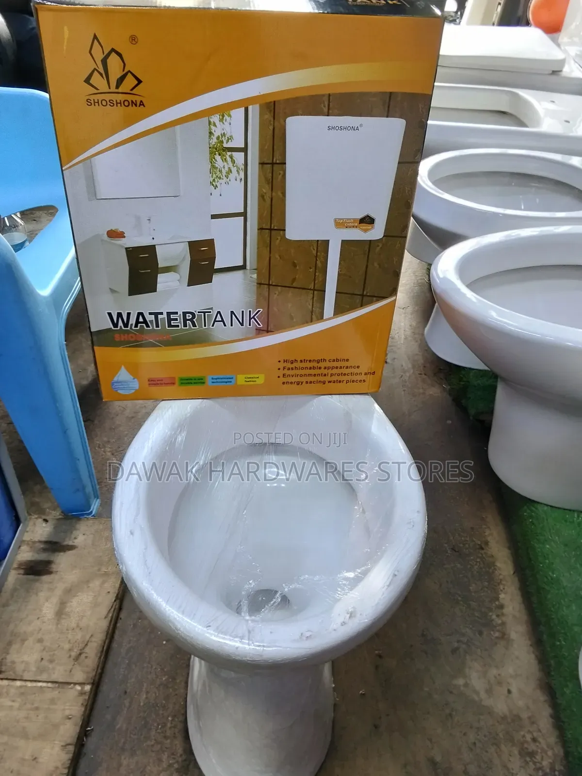 Ordinary Plastic Cistern and Toilet