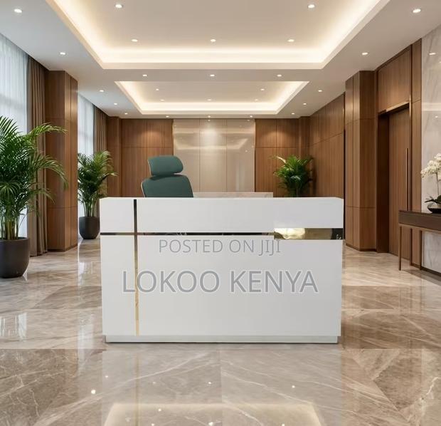 Reception Desk; 1.6 M White Modern Imported Reception Table - main view