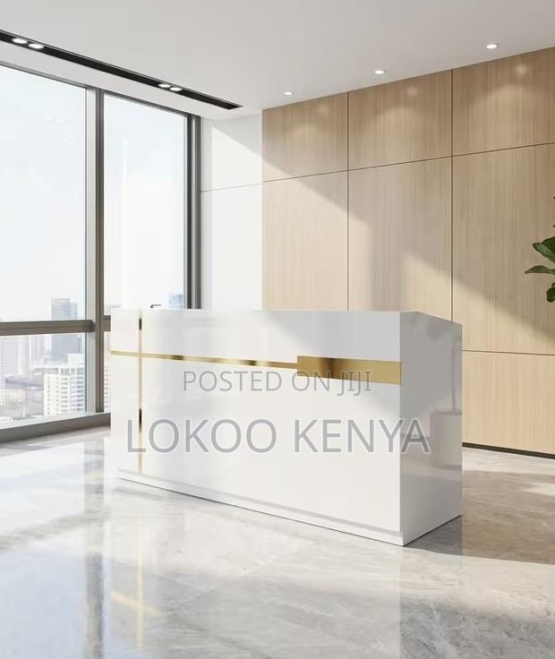Reception Desk; 1.6 M White Modern Imported Reception Table - thumbnail 2