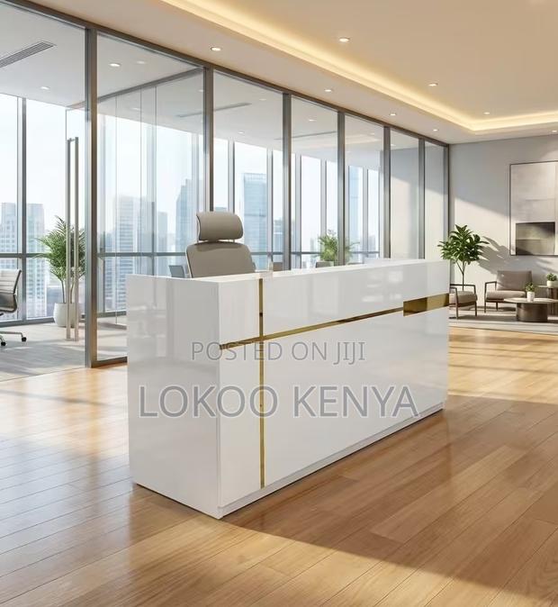 Reception Desk; 1.6 M White Modern Imported Reception Table - thumbnail 3