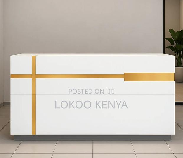 Reception Desk; 1.6 M White Modern Imported Reception Table - thumbnail 4