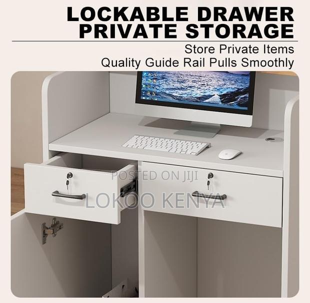 Reception Desk; 1.6 M White Modern Imported Reception Table - thumbnail 5