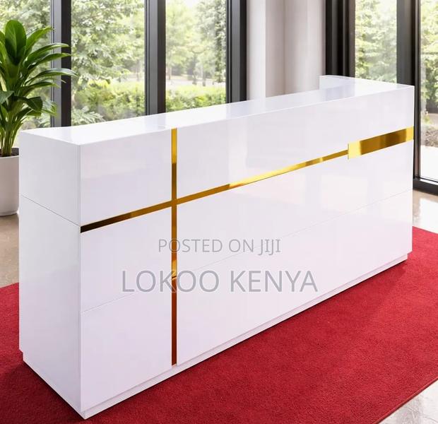 Reception Desk; 1.6 M White Modern Imported Reception Table - thumbnail 7