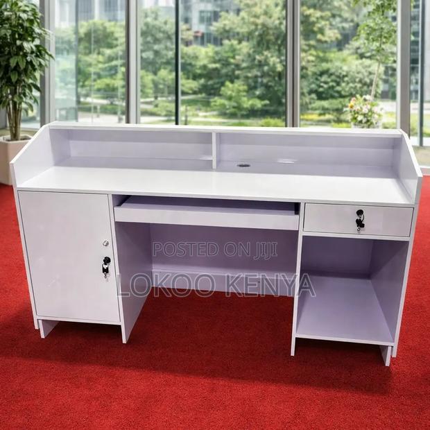 Reception Desk; 1.6 M White Modern Imported Reception Table - thumbnail 8