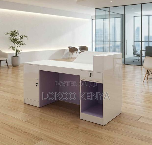 Reception Desk; 1.6 M White Modern Imported Reception Table - thumbnail 9