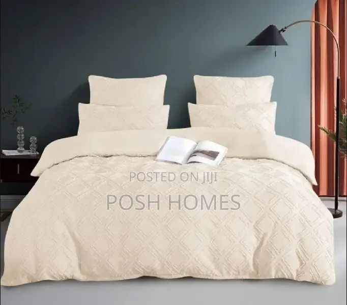 Luxury Tufted Wave Design Duvet Cover Set Cream