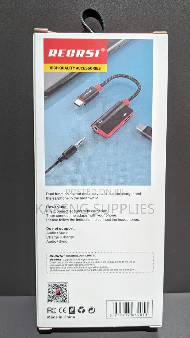 Recrsi Type-C to 3.5mm Audio and Charging Adapter - thumbnail 2