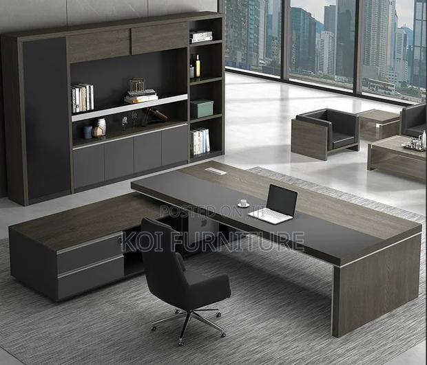 Office Desk; 1800mm Modern Gray Executive Functional Desk - thumbnail 2