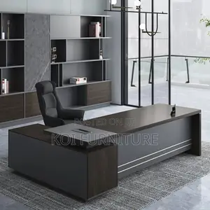 Office Desk; 1800mm Modern Gray Executive Functional Desk