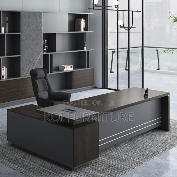 Office Desk; 1800mm Modern Gray Executive Functional Desk - thumbnail 4