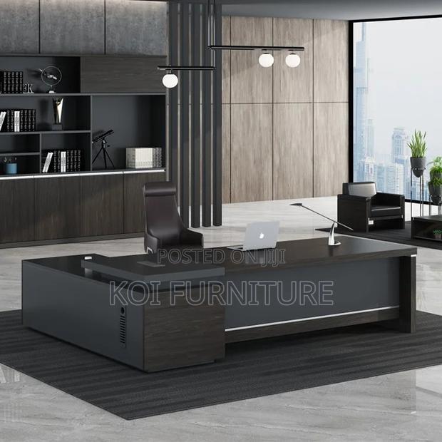 Office Desk; 1800mm Modern Gray Executive Functional Desk - thumbnail 5