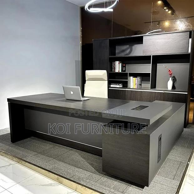 Office Desk; 1800mm Modern Gray Executive Functional Desk - thumbnail 6