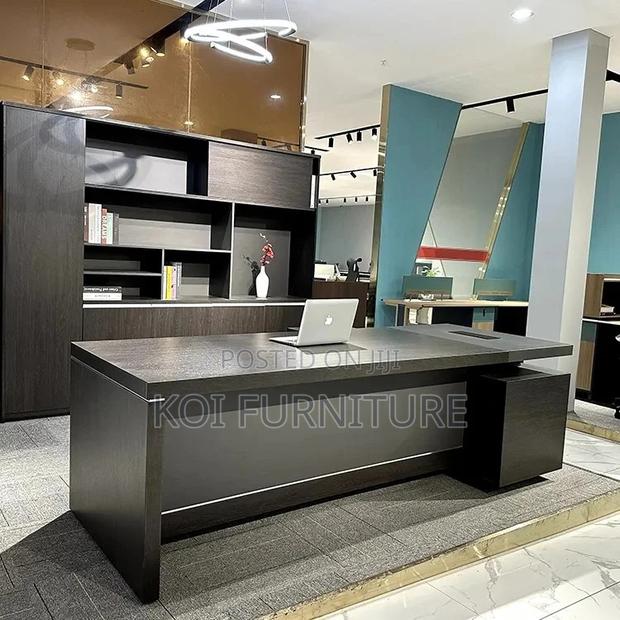 Office Desk; 1800mm Modern Gray Executive Functional Desk - thumbnail 8