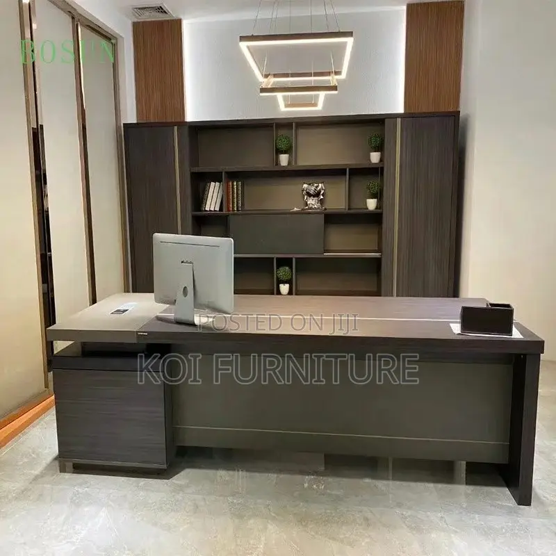 Office Desk; 1800mm Modern Gray Executive Functional Desk