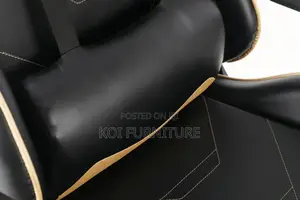 Office Chair; Black Golden Gamers and Streamers Fabric Chair