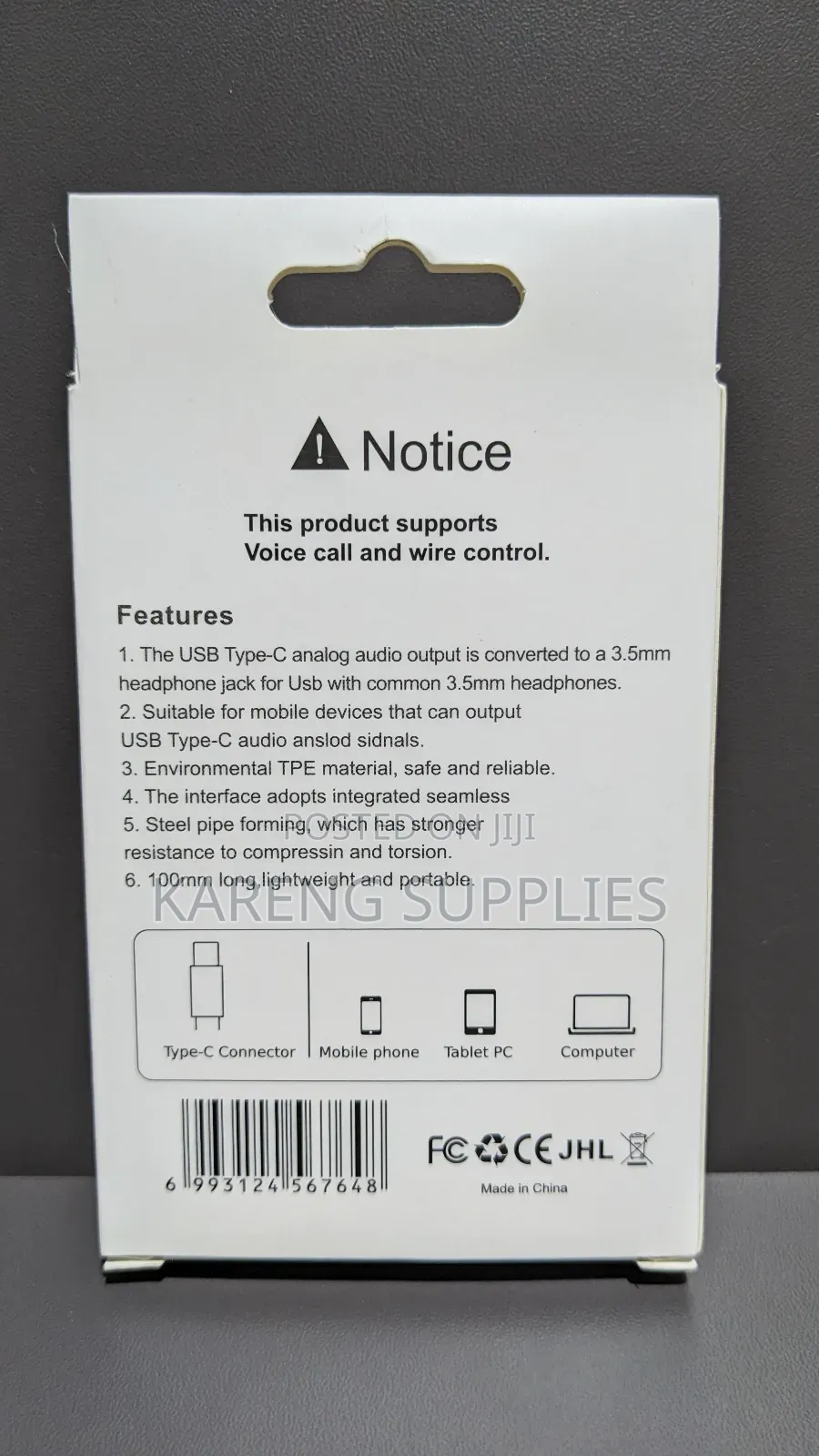 Type-c To 3.5 Aux Audio Cable