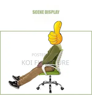 Office Chair; White en Green Clerical Strong Mesh Chair