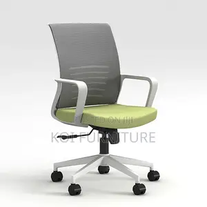 Office Chair; White en Green Clerical Strong Mesh Chair