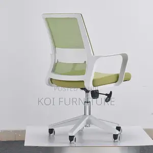 Office Chair; White en Green Clerical Strong Mesh Chair