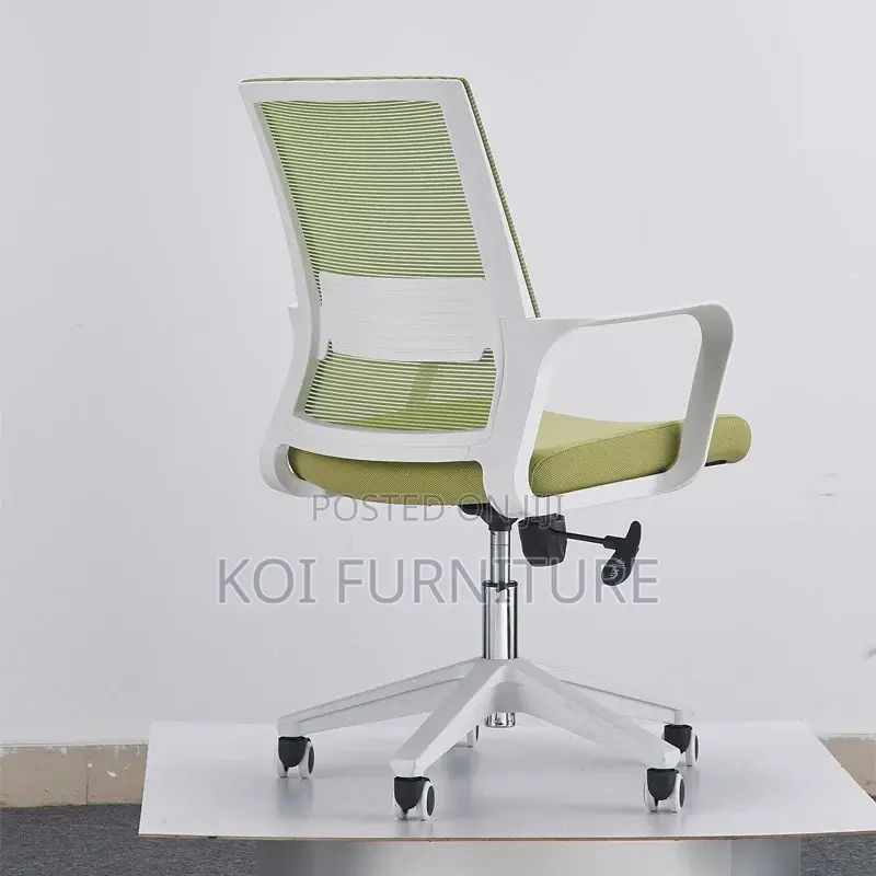 Office Chair; White en Green Clerical Strong Mesh Chair