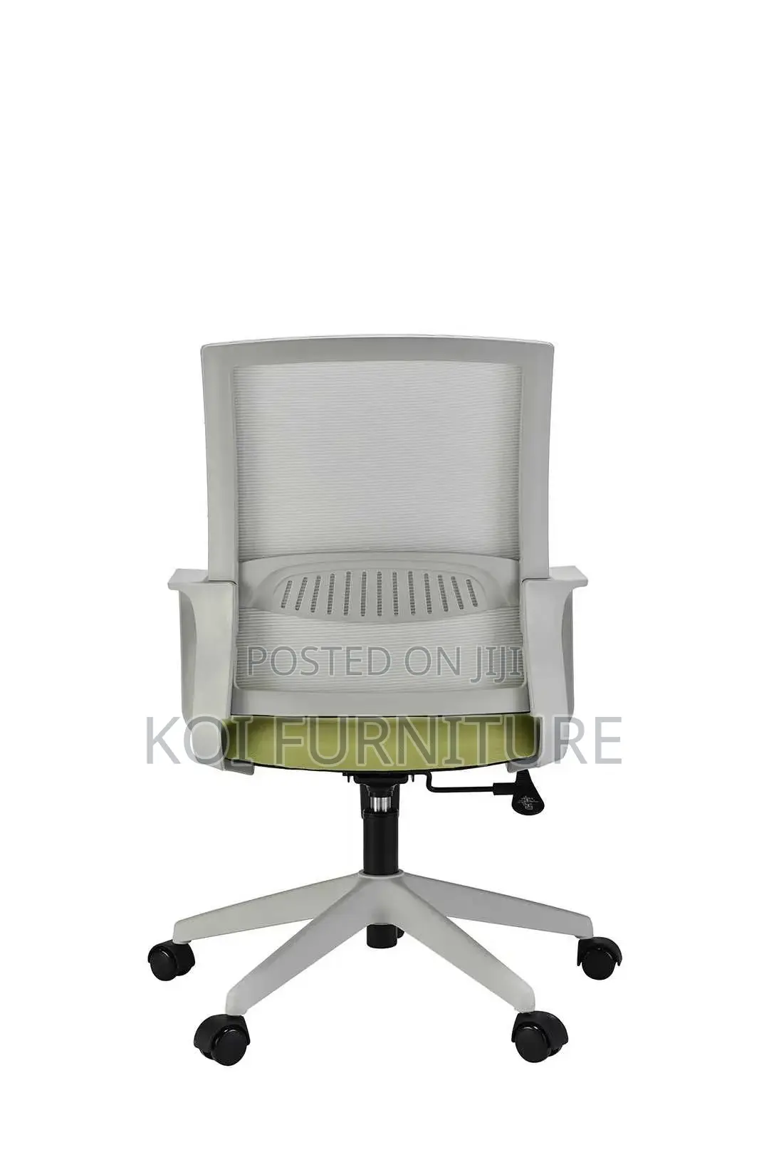 Office Chair; White en Green Clerical Strong Mesh Chair