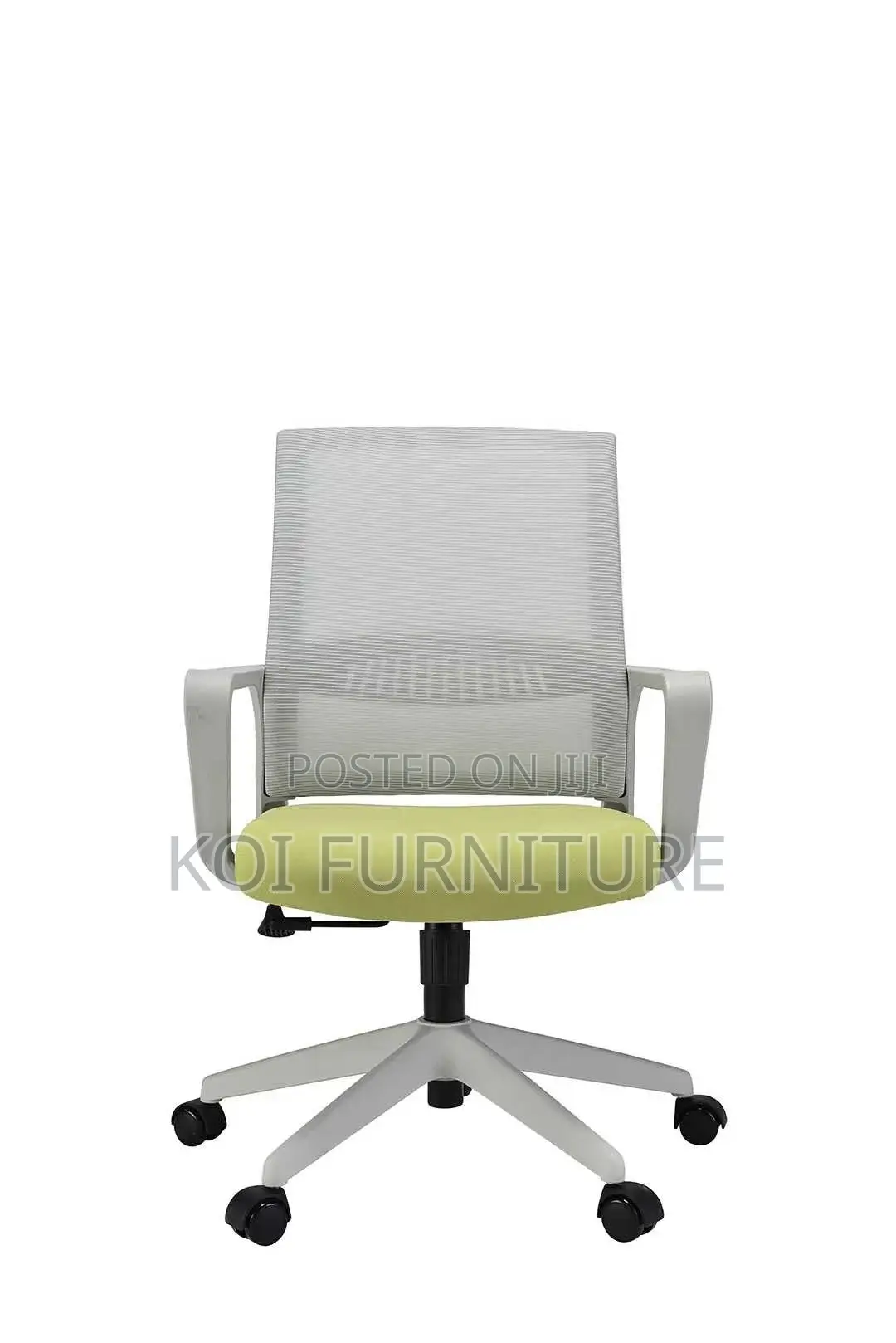 Office Chair; White en Green Clerical Strong Mesh Chair