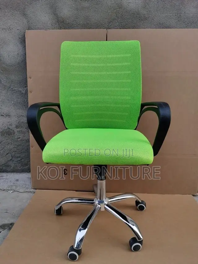 Office Chair; White en Green Clerical Strong Mesh Chair