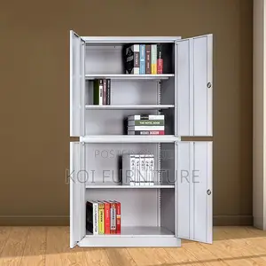 Office Cabinet; Four Doors Steel Executive Gray Cabinet