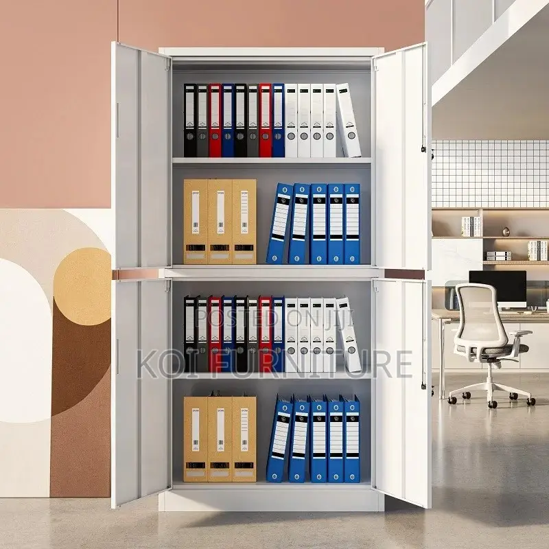 Office Cabinet; Four Doors Steel Executive Gray Cabinet