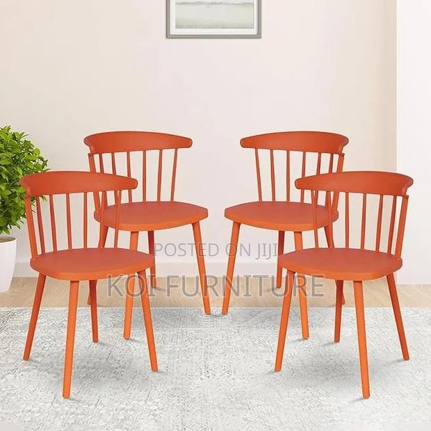 Dining Chairs; Orange Plastic Outdoor Dining Chair - thumbnail 3