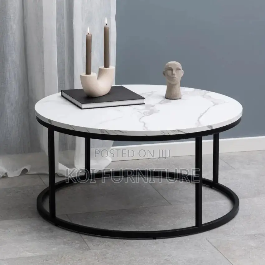 Coffee Table : Round Wide Dual Marble Coffee Table